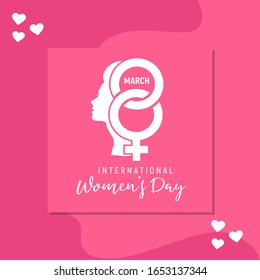 Happy Women's Day Typographical Design Elements. International women's day icon. Minimalistic design for international women's day concept.Vector illustration with silhouette women. 