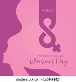 Happy Women's Day Typographical Design Elements. International women's day icon. Minimalistic design for international women's day concept.Vector illustration with silhouette women. 