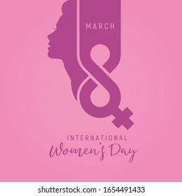 Happy Women's Day Typographical Design Elements. International women's day icon. Minimalistic design for international women's day concept.Vector illustration with silhouette women. 