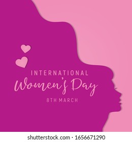 Happy Women's Day Typographical Design Elements. International women's day icon. Minimalistic design for international women's day concept.Vector illustration with silhouette women. 