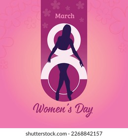 Happy Women's Day Typographical Design Elements.Minimalistic design for international women's day concept.