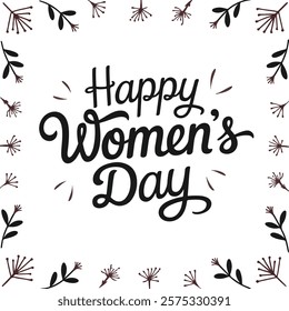 Happy Women's Day typography design vector illustration silhouettes art