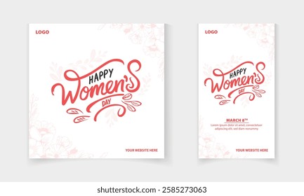 Happy Women's Day typography design Social Media Post template for Online Marketing, Promotion post