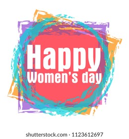 Happy women's day, vector beautiful greeting card or label with colorful theme.