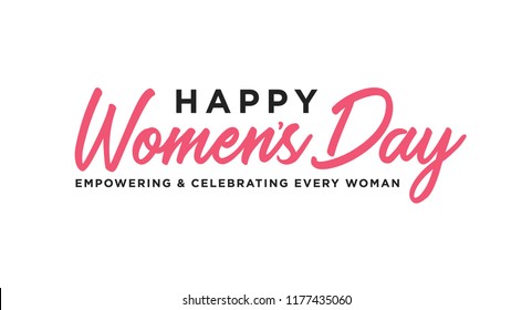 Happy Women's Day Vector Hand Written Typography Background