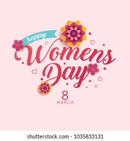happy womens day vector illustration with decorative flower and text 8 march beautiful moment
