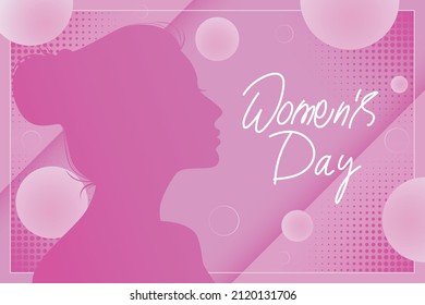 Imagen vectorial del Día de la Mujer Feliz. Ilustración vectorial de silueta femenina. Ilustración horizontal del día de la mujer para web, afiche, carteles o tarjetas de felicitación.