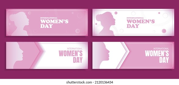 Happy Women's Day vector illustration. Female silhouette vector illustration. Horizontal International women's day illustration for banner, poster, or greeting cards.