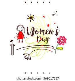 Happy Women's Day, Vector Illustration Greeting Card design with stylish text on decorative background.