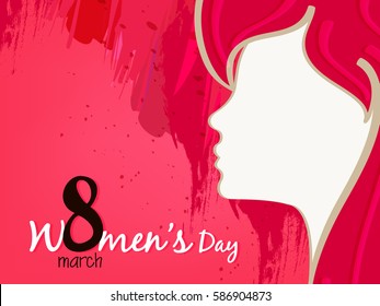 Happy Women's Day, Vector Illustration based on Women's Face and Grungy texture background for International Women's Day Celebration.