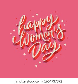 happy women's day vector lettering  