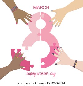 Fröhliche Frauentag-Vektorgrafik. Zusammenarbeiten von Concept Illustration.