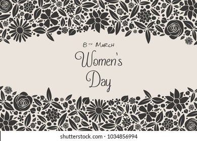 Happy Women's Day - vintage card with cute flowers. Vector.