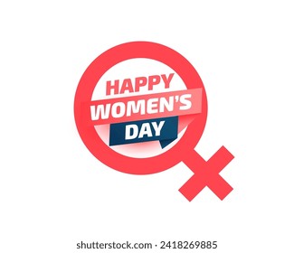 happy womens day wishes card with gender sign vector