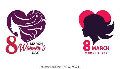 Happy women's day, women face, love vector logo design.