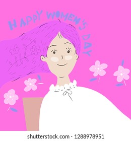 Happy Women's Day.cartoon vector illustration.