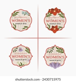 Happy Women's Days Badges Logo design icon flat design stickers element vector