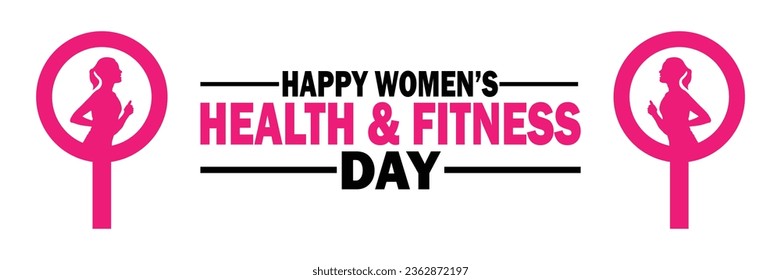 Feliz Día de la Salud y el Fitness de la Mujer. Concepto de vacaciones. Plantilla para fondo, banner, tarjeta, afiche con inscripción de texto. Ilustración del vector