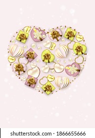 Happy Women's, Mother's, Valentine's Day, birthday greeting card design. Valentines 3d hearts poster.