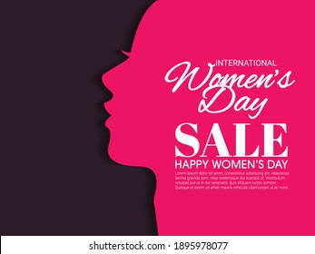 Happy Wome's Day holiday illustration.  girl face. Design ideal for web banner or greeting card. EPS10 vector. Vector Illustration. 8 March Day