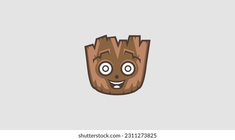 Happy Wood face logo abstract vector template