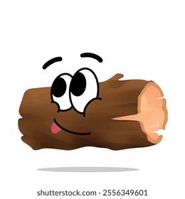 happy wood material mascot illustration for design. fun, colorful, and playful concept. nature, forest, furniture, industry, trees, and ecology themes