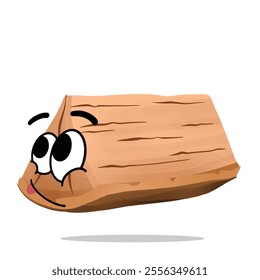happy wood material mascot illustration for design. fun, colorful, and playful concept. nature, forest, furniture, industry, trees, and ecology themes
