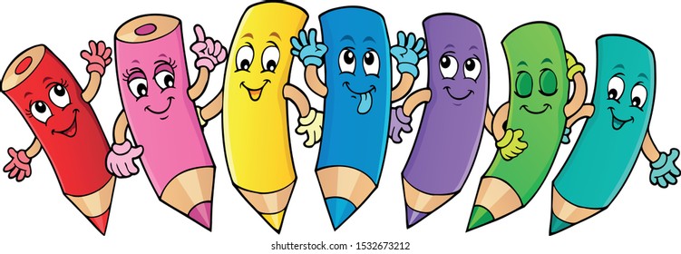 Happy wooden crayons theme image 1 - eps10 vector illustration.