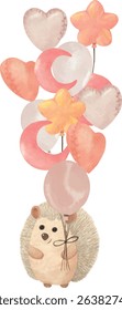 Happy Woodland Hedgehog with Festive Balloons