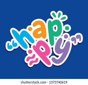 Happy Word On Navy Blue Background Stock Vector (Royalty Free ...