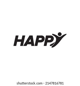 Happy Wordmark Logo Vector. with Hidden Message. Clever Logo for Business, Company, Event, Sport, Consulting etc.