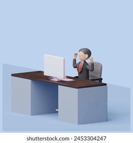 Happy Work-Konzept. Realistischer 3D-Objekt-Cartoon-Stil