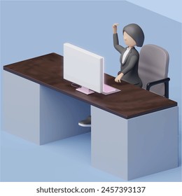 Happy Work-Konzept. Realistischer 3D-Objekt-Cartoon-Stil