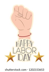 happy work day with hand isolated icon