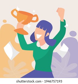 Happy worker congratulate team celebrate together Celebration  and congratulate in successful business, flat cartoon vector illustration.