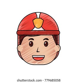 happy worker firefighter cartoon character