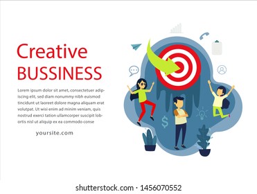 Happy worker get the target design for web ilustration