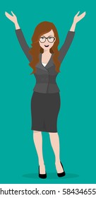 happy worker girl.vector illustrator