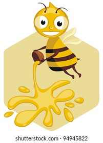 Happy worker honey bee cartoon