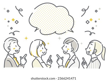 trabajadores felices, ilustración de línea simple