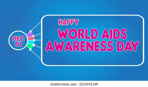 Happy World Aids Awareness Day, December 01. Calendar of December Retro Text Effect, Vector design