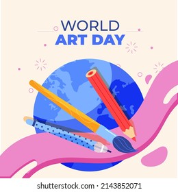 Happy World Art Day Illustration Vectors