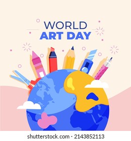 Happy World Art Day Illustration Vectors