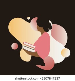 Happy World Book Day Flat Illustration in Black Background