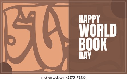 Happy World Book Day. Hand drawn contemporary abstract shapes. circles, ovals. Abstract style, design for fabric, textile, paper. Dynamical colored forms and line. elegant brown, Vector.