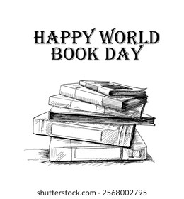 Happy World Book Day Illustration with white background