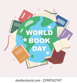 Happy world book day. World book day label. Education and knowledge vector concept.