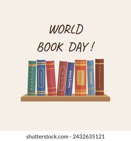 happy world book day, vector illustration