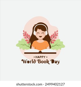 Happy world book day vector pro illustration