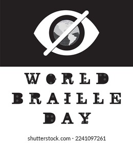 Feliz Día Mundial de la Braille, ilustración vectorial.  